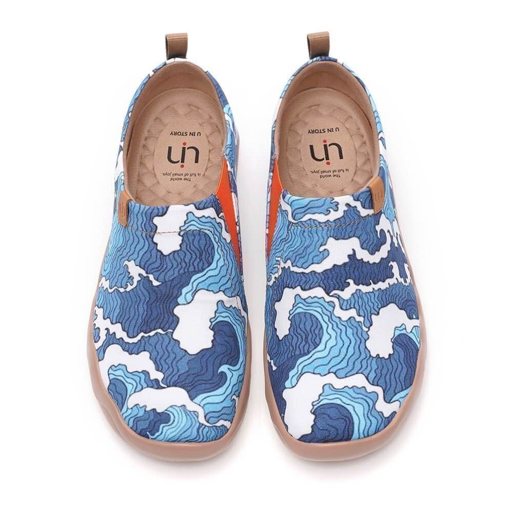 UIN Men's Casual Walking Travel Shoes Slip On Canvas Comfort Loafers (Wave) - Picture 2 of 10